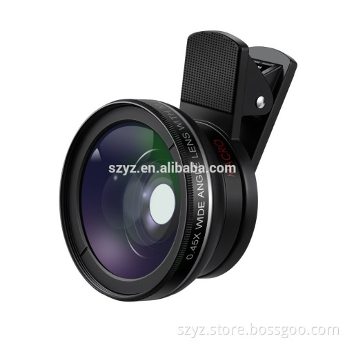 Mobile Phone Clip 0.45x Super Wide Angle Lens 12.5x Super Macro Lens Universal professional HD camera lens for
